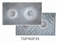 Плита печная 710x410x25 цельная 2 комфорки с частыми рёбрами
