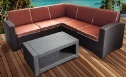 Угловой диван 5 мест + столикцвет венге. подушки оранжевые. RATTAN Premium