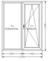 Окно ПВХ REHAU Grazio 1270х1540 мм, двухстворчатое, поворотно-откидная