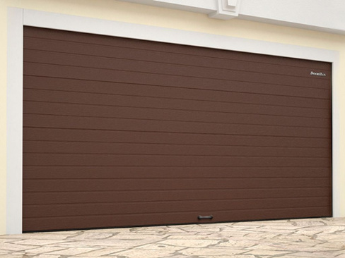 Гаражные секционные ворота DoorHan RSD02BIW №3 5000х2250 доска, коричневые