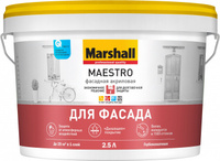 MAESTRO фасадная краска BW (белая) 2,5 л глубокоматовая в/д ( латексная) краска для фасадных поверх Marshall