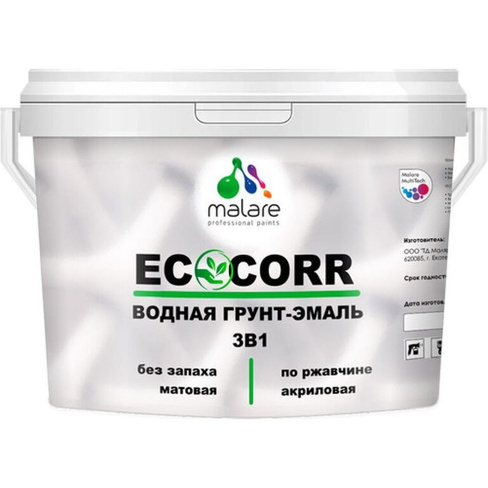 Водная грунт-эмаль для металлических поверхностей MALARE EcoCorr георгин, 10 кг