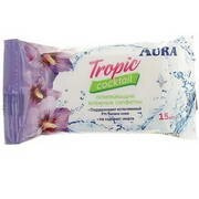 Aura Tropic Cocktail Влажные салфетки с антибактериальным эффектом pocket-pack 15шт компакт