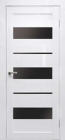 Дверное полотно Foret ПАРАЛЛЕЛЬ "Белый глянец" 900*2000 стекло черное Дубрава-Сибирь
