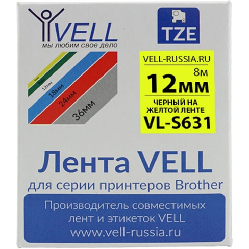 Лента для PT 1010/1280/D200/H105/E100 Vell VL-S631 Brother TZE-S631