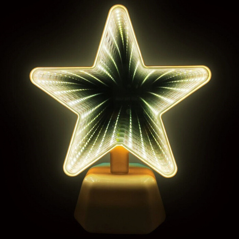NL-05 LED ночник зеркальный, "Звезда", желтый, 3хАА, пластик, 155х72х190мм. Ogm