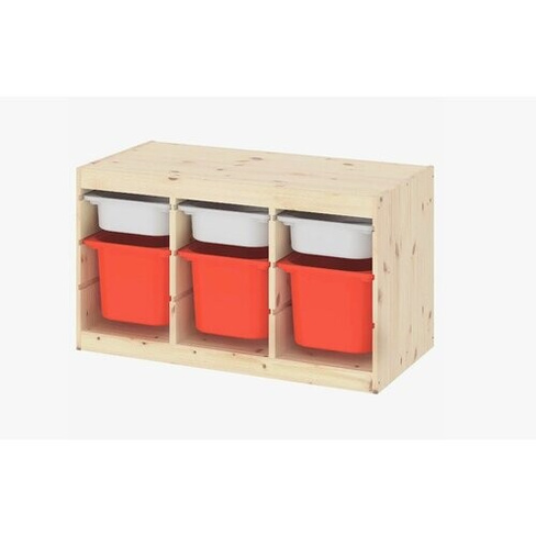 Стеллаж Труфаст горизонтальный с контейнерами, белый/красный S-PROM