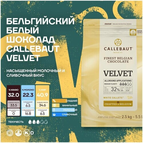 Бельгийский белый шоколад Velvet Callebaut (8*2,5 кг)