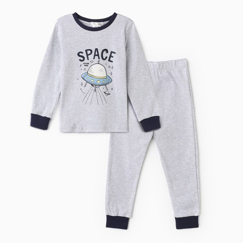 Пижама для мальчика Space рост 98-128, серый арт 1695-11С (122-128 см) Linas baby