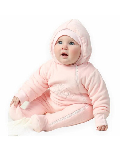 Комбинезон для девочки велюр на синтепоне розовый р.62-68 арт 3112-1V (62 см) Linas baby