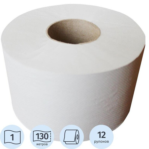 Бумага туалетная в рулонах Первая цена 1-слойная 12 рулонов по 130 метров (артикул производителя T-130G1)