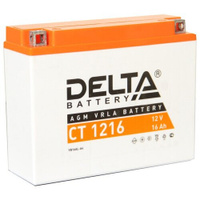 Мото аккумулятор DELTA Battery Аккумуляторная батарея DELTA Battery CT 1216 16 А·ч, 205x70x162, полярность обратная