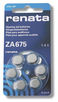 Батарейка для слухового аппарата RENATA ZA675 BL-6