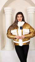 Куртка зимняя женская, золотой/белый, р-ры 44-54