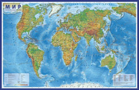 Карта/глобус Globen Карта "Мир" физическая, 1:25млн., 1200x780мм, интерактивная, европодвес