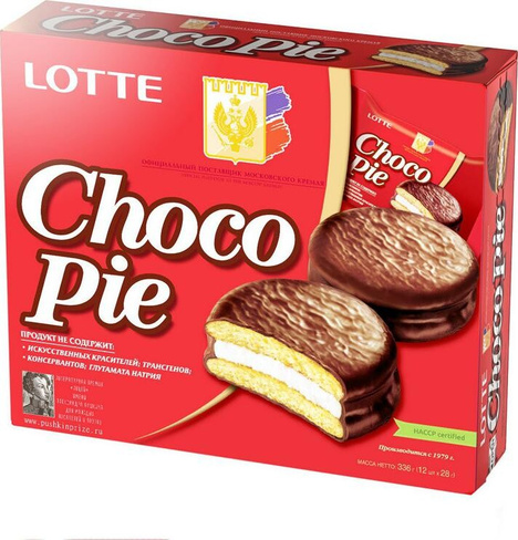 Печенье/пряники/вафли Lotte Пирожное Choco Pie 336 г (12 штук в упаковке)