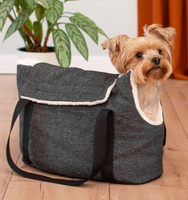 PETSHOP транспортировка сумка-переноска утеплённая "Билли" с карманом, тёмно-серая (45х22х29 см)