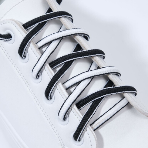 Шнурки для обуви, пара, круглые, d = 5 мм, 90 см, цвет черный/белый ONLITOP
