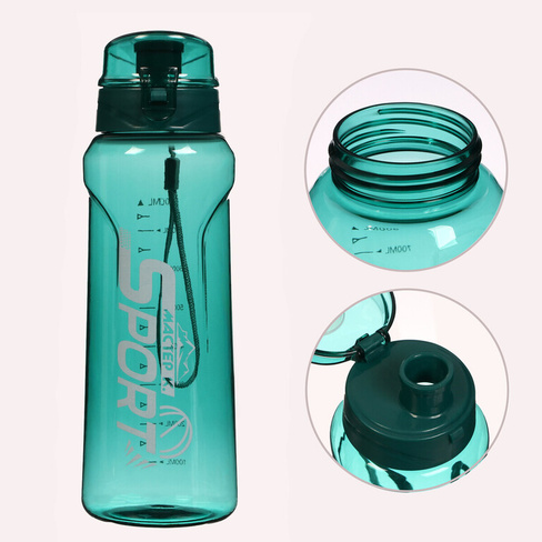 Бутылка для воды, 800 мл, sport, 23 х 7.6 х 4.8 см, бирюзовая Мастер К