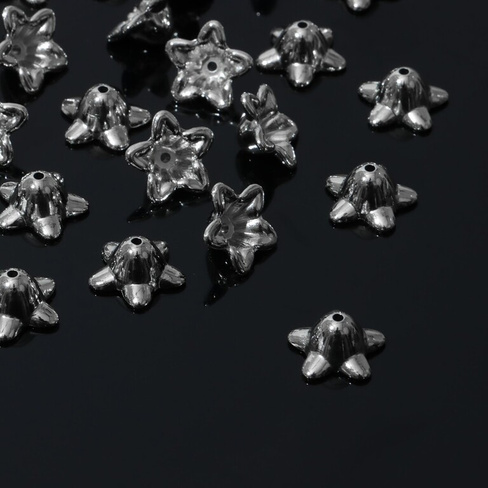 Шапочки для бусин 1,3×1,3×1 см, (набор 100 шт.), цвет серебро Queen fair