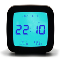 Часы - будильник электронные настольные: термометр, календарь, гигрометр, 7.8 х 8.3 см No brand
