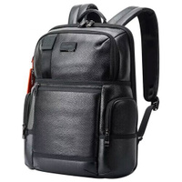 Рюкзак мужской городской дорожный вместительный 27л для ноутбука 15.6 Bopai First Layer Cowhide Черный кожаный с USB для