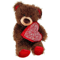Мягкая игрушка Fancy Медвежонок Чиба с сердцем, 28 см, коричневый FANCY