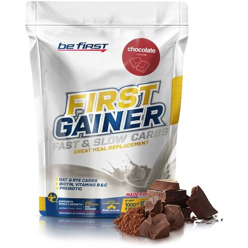 Гейнер Be First First Gainer Fast & Slow Carbs, 1000 г, шоколад