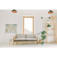 Садовый диван Soft Element Атлантик-С, двухместный, цвет Ash Grey, из дерева, с подлокотниками и подушками, на террасу,